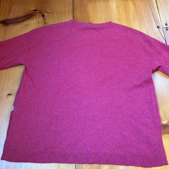 EILEEN FISHER Petite PS Pink 100% Cashmere Sweater Crewneck Side Slit - Picture 2 of 6